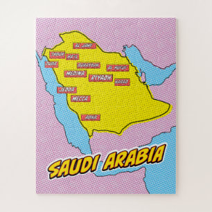 Puzzle Mapa de Arte Pop ilustrado de Arabia Saudita