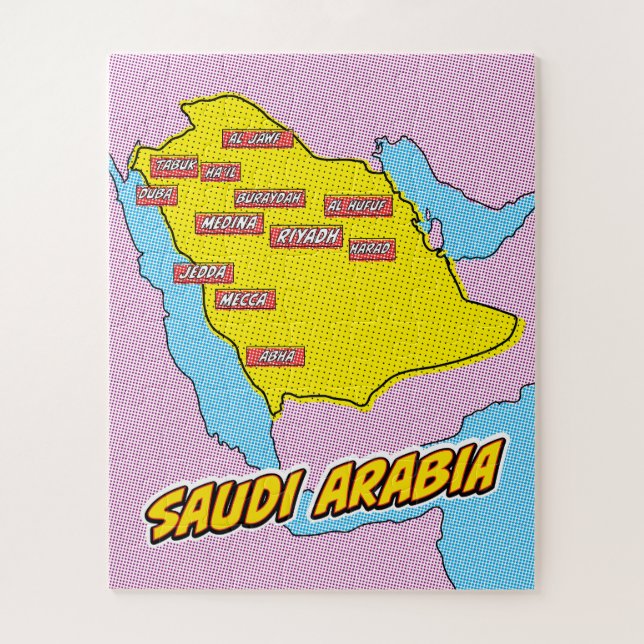 Puzzle Mapa de Arte Pop ilustrado de Arabia Saudita (Vertical)