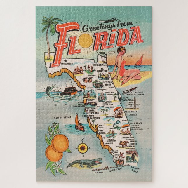 Puzzle Mapa de atracciones de la vieja Florida (Vertical)