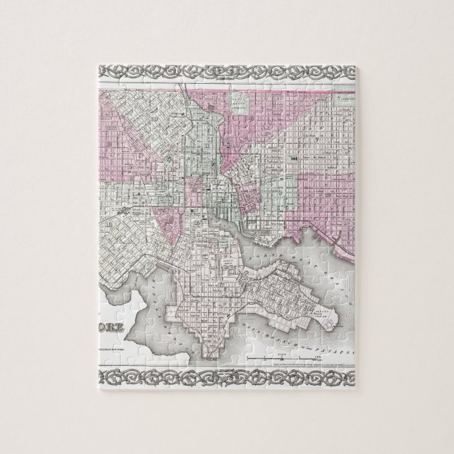 Puzzle Mapa de Baltimore Maryland (Vertical)