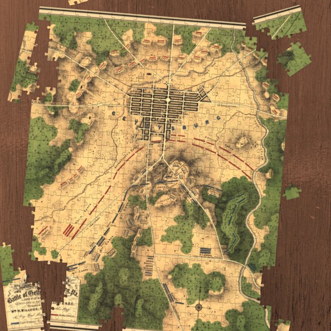Puzzle Mapa de batalla restaurado de época de Gettysburg, (Subido por el creador)