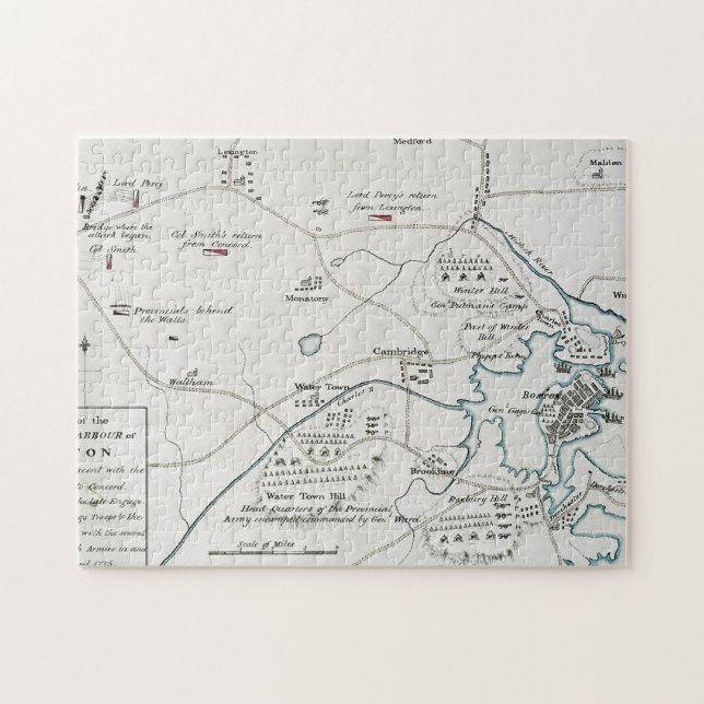 PUZZLE MAPA DE BOSTON-CONCORD, 1775 (Horizontal)