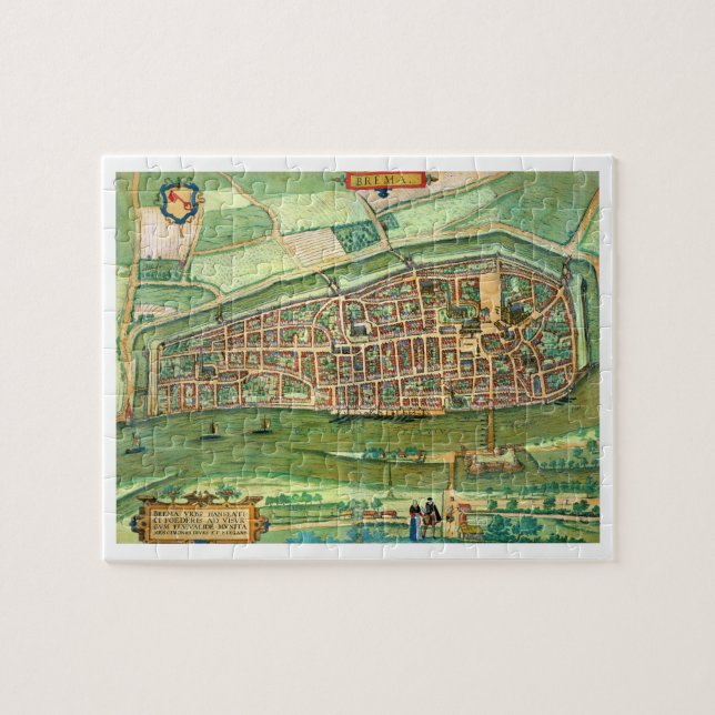 Puzzle Mapa de Bremen, de "Civitates Orbis Terrarum" (Horizontal)