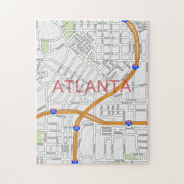 Puzzle Mapa de camino de Atlanta Peachtree (Vertical)