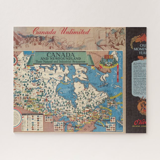Puzzle Mapa de Canadá - Recursos naturales e industriales (Horizontal)