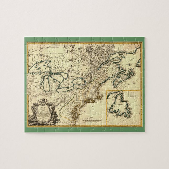 Puzzle Mapa de Canadá y Estados Unidos de 1778 (Horizontal)