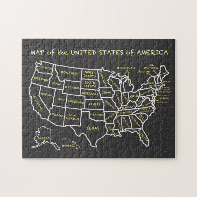 Puzzle Mapa de Chalkboard de Estados Unidos (Horizontal)