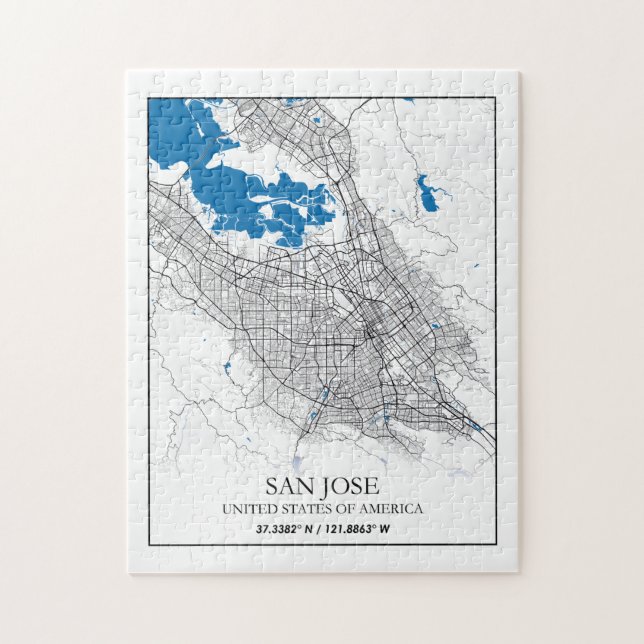 Puzzle Mapa de ciudades de viaje de Estados Unidos de San (Vertical)