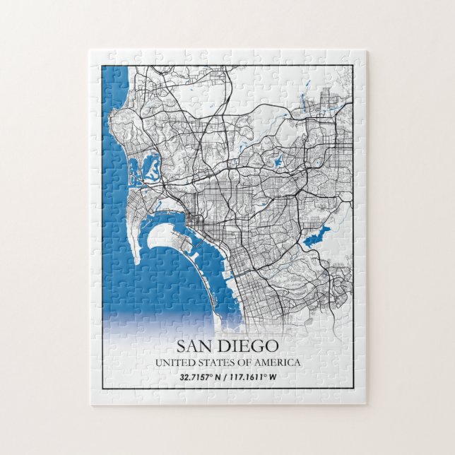 Puzzle Mapa de ciudades de viaje de Estados Unidos de San (Vertical)