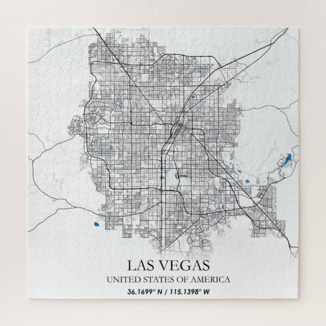 Puzzle Mapa de ciudades de viajes de Las Vegas Nevada Est (Vertical)