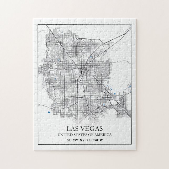 Puzzle Mapa de ciudades de viajes de Las Vegas Nevada Est (Vertical)