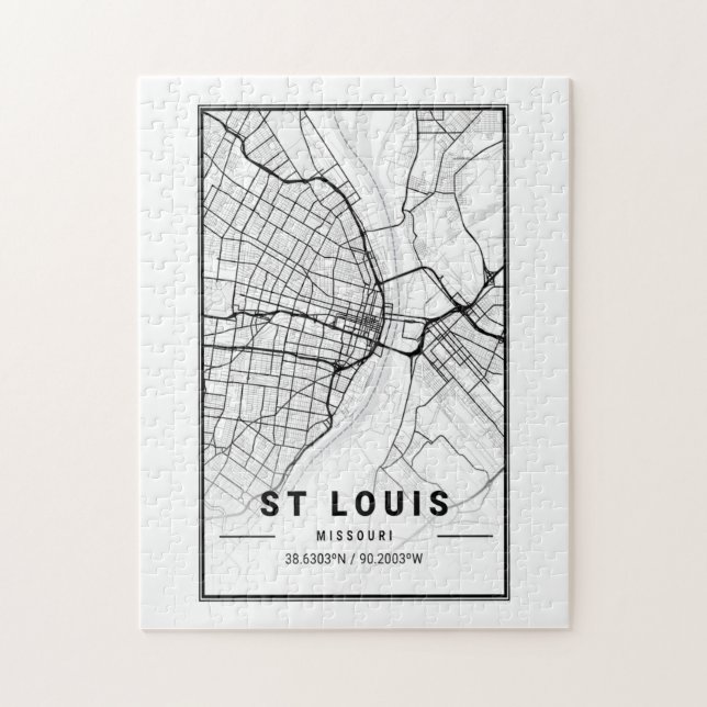 Puzzle Mapa de ciudades de viajes de St Louis Missouri US (Vertical)