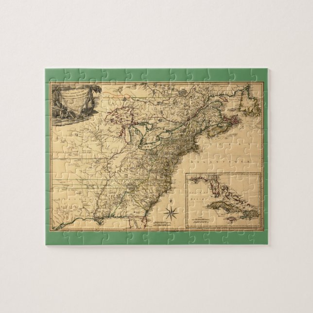 Puzzle Mapa de colonias americanas de 1777 de Phelippeaux (Horizontal)