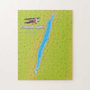 Puzzle Mapa de Coniston Water, distrito de los lagos, Ing