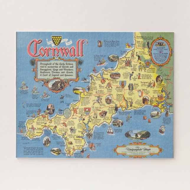 Puzzle Mapa de Cornwall, Inglaterra (Horizontal)