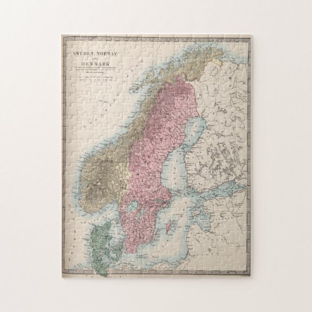 Puzzle Mapa de cosechas de Noruega y Suecia (1865) (Vertical)