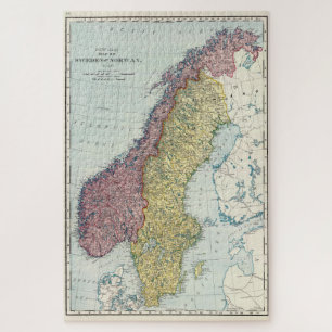 Puzzle Mapa de cosechas de Noruega y Suecia (1895)