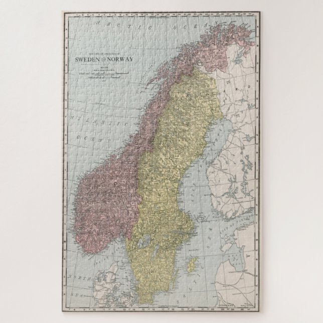Puzzle Mapa de cosechas de Noruega y Suecia (1912) (Vertical)