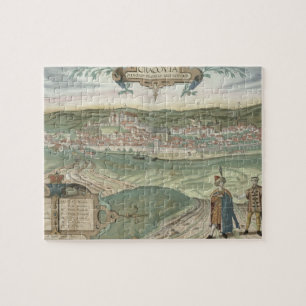Puzzle Mapa de Cracovia, de "Civitates Orbis Terrarum"