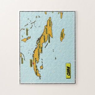 Puzzle Mapa de Cuba de Cómic Antiguo