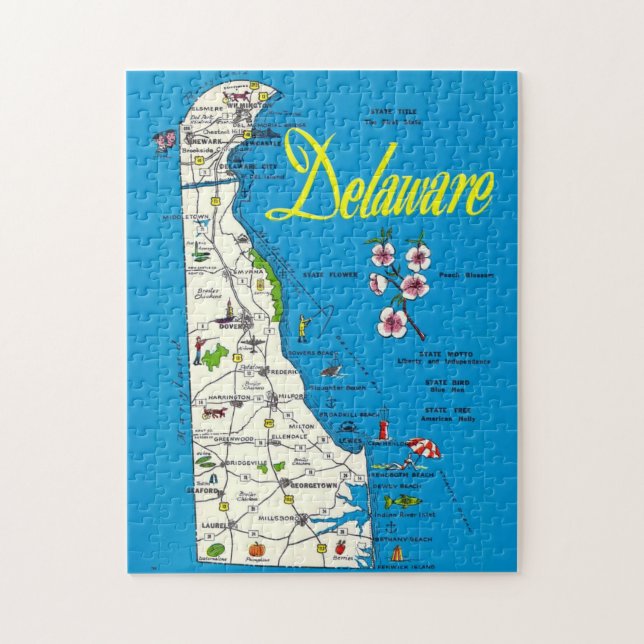Puzzle Mapa de Delaware muy azul (Vertical)