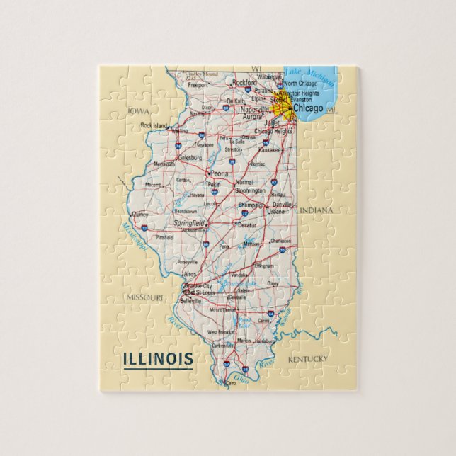 Puzzle Mapa de destino de viajes de Illinois (Vertical)
