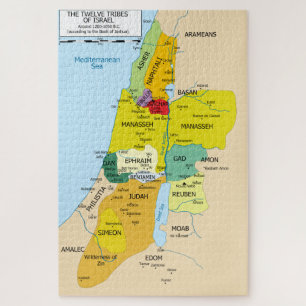 Puzzle Mapa de doce tribus de Israel de 1200 a 1050