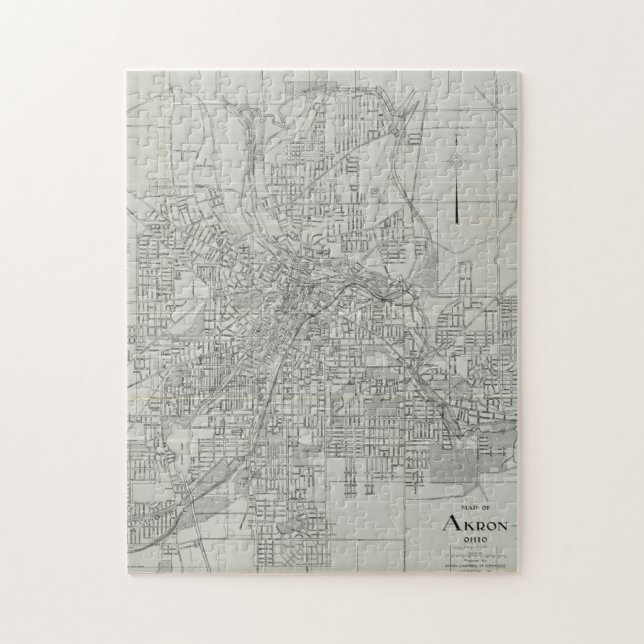 Puzzle Mapa de época de Akron Ohio (1917) (Vertical)