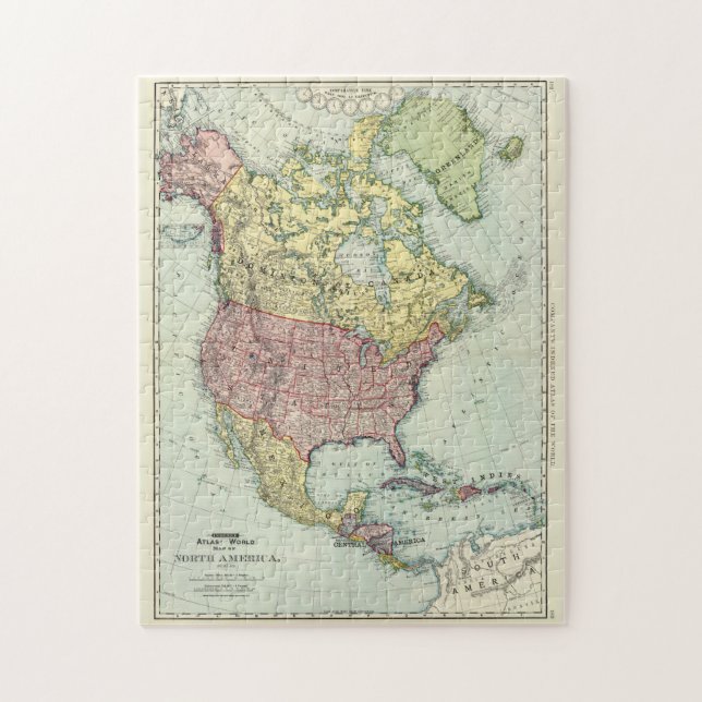 Puzzle Mapa de época de América del Norte (1897) (Vertical)
