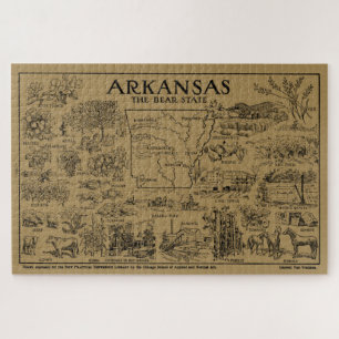 Puzzle Mapa de época de Arkansas (1912) - Tan