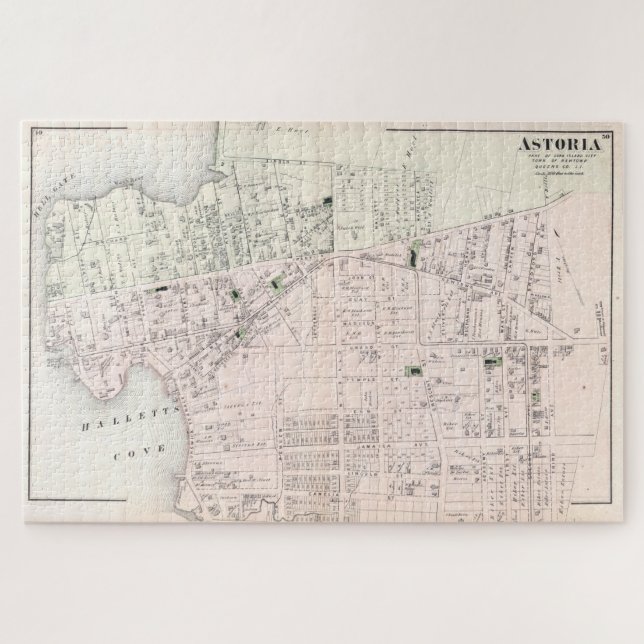 Puzzle Mapa de época de Astoria NY (1873) (Horizontal)