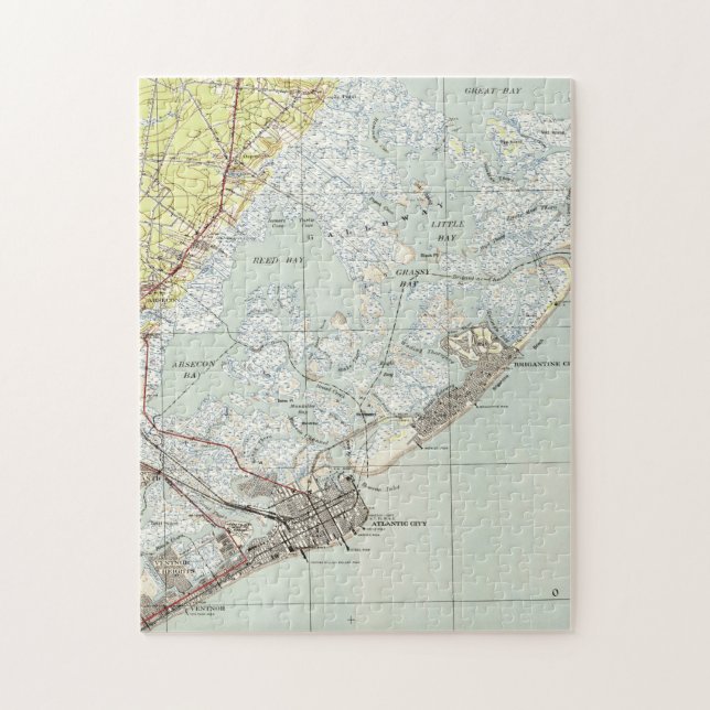 Puzzle Mapa de época de Atlantic City NJ (1941) (Vertical)