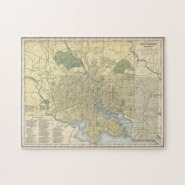 Puzzle Mapa de época de Baltimore Maryland (1891) (Horizontal)
