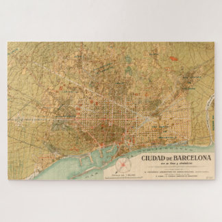Puzzle Mapa de época de Barcelona España (1919)