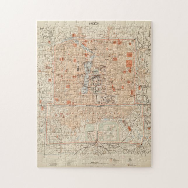 Puzzle Mapa de época de Beijing China (1903) (Vertical)