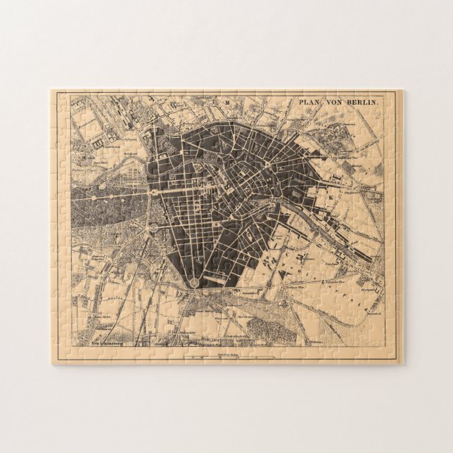 Puzzle Mapa de época de Berlín Alemania (1907) (Horizontal)