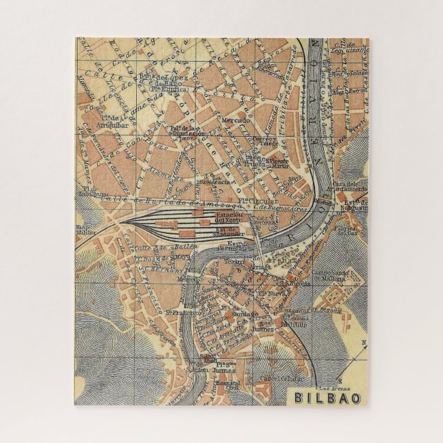 Puzzle Mapa de época de Bilbao España (Vertical)