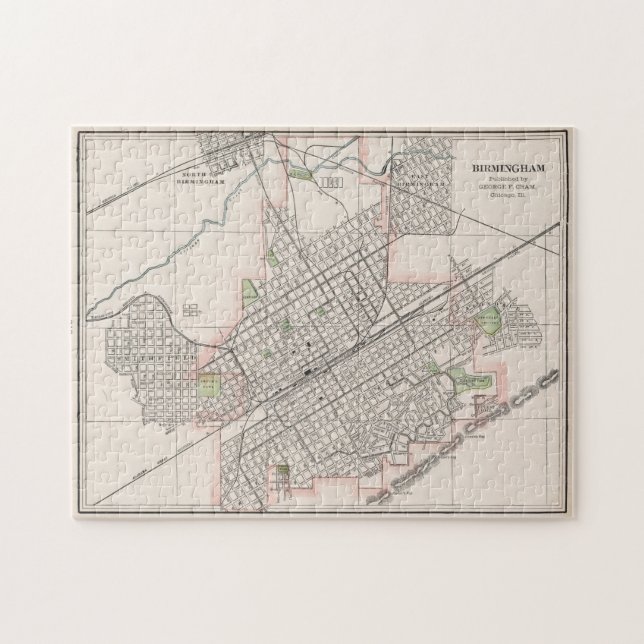 Puzzle Mapa de época de Birmingham Alabama (1901) (Horizontal)