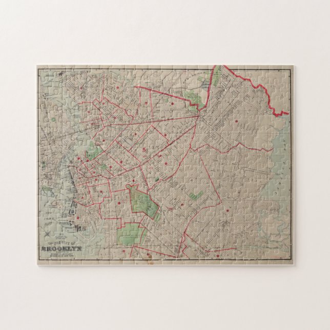 Puzzle Mapa de época de Brooklyn NY (1895) (Horizontal)