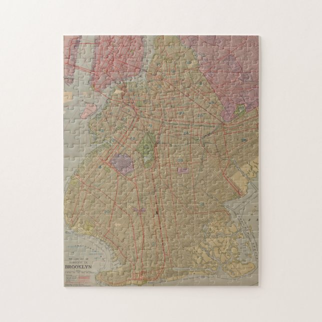 Puzzle Mapa de época de Brooklyn NY (1911) (Vertical)