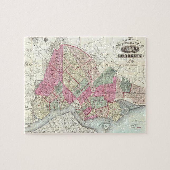 Puzzle Mapa de época de Brookyln (1868) (Horizontal)