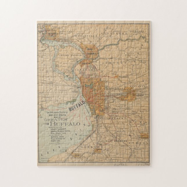 Puzzle Mapa de época de Buffalo NY (1893) (Vertical)