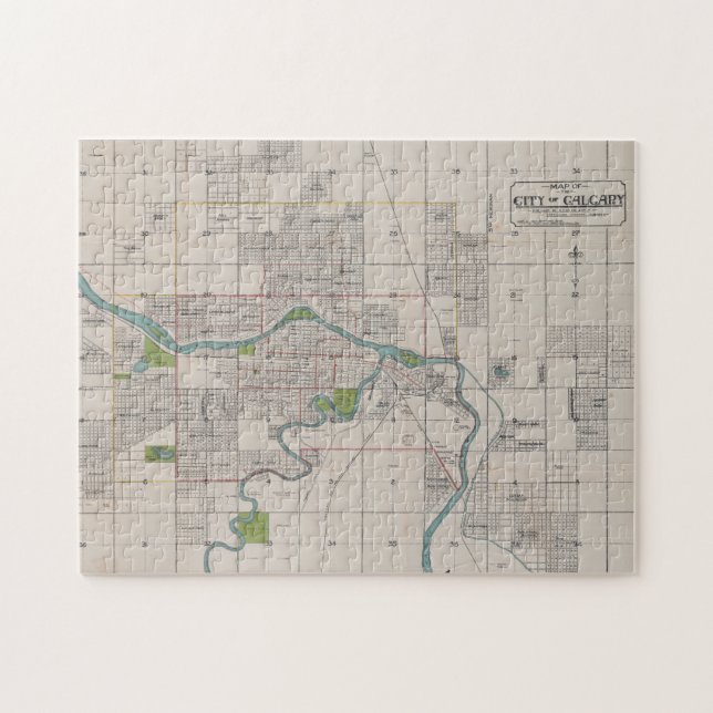 Puzzle Mapa de época de Calgary Alberta Canadá (1906) (Horizontal)