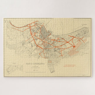 Puzzle Mapa de época de Casablanca Marruecos (1917)
