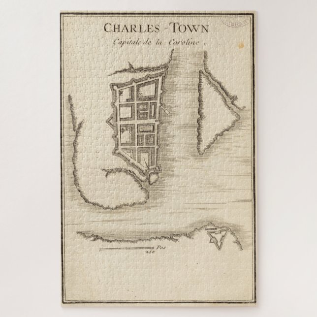 Puzzle Mapa de época de Charleston SC (1755) (Vertical)