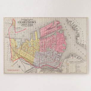 Puzzle Mapa de época de Charlestown Massachusetts (1901)