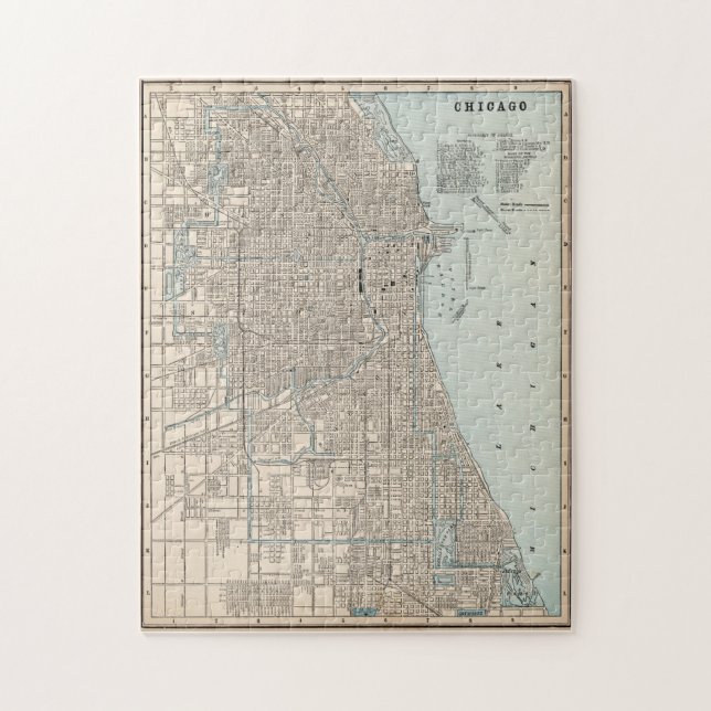 Puzzle Mapa de época de Chicago (1893) (Vertical)