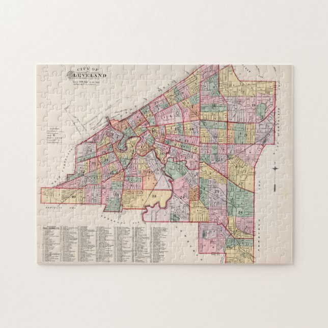 Puzzle Mapa de época de Cleveland OH (1892) (Horizontal)