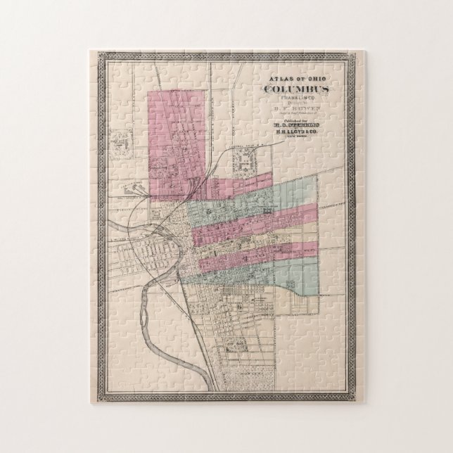 Puzzle Mapa de época de Colón Ohio (1868) (Vertical)