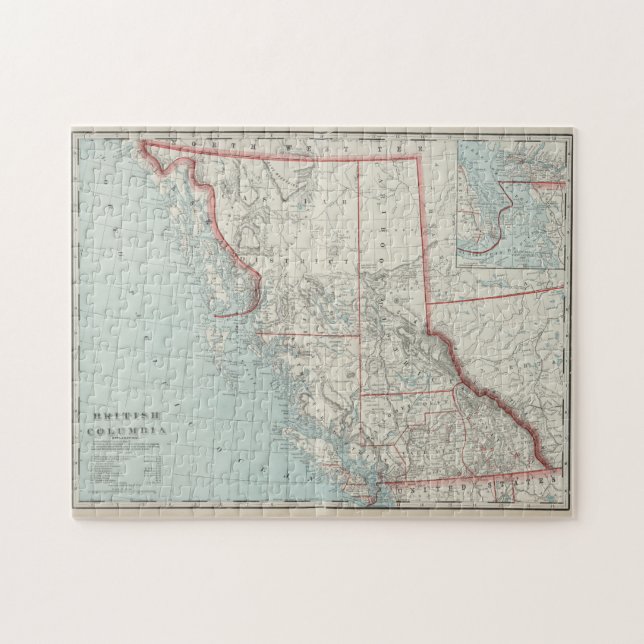 Puzzle Mapa de época de Columbia Británica (1901) (Horizontal)